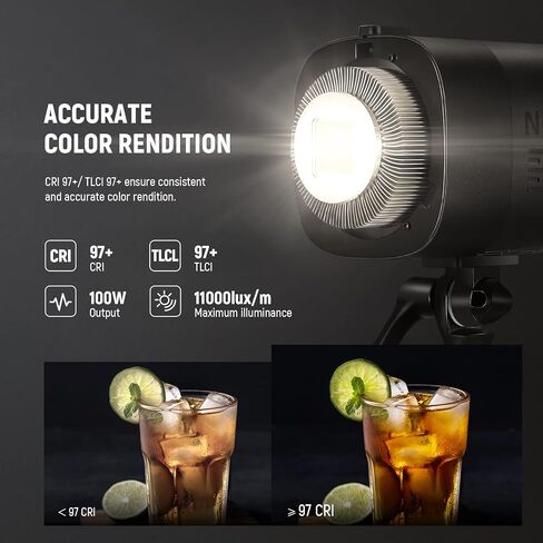 NEEWER CB100 100W LED Video Light Kit, 5600K COB Daylight Continuous Output Lighting with 2.4G Remote/Bowens Mount/Softbox/Light Stand, 11000Lux/m CRI97+ for Studio/Outdoor Photography Video Recording in Kuwait