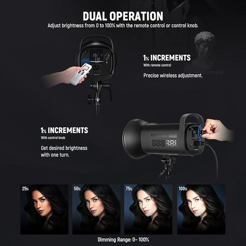 NEEWER CB100 100W LED Video Light Kit, 5600K COB Daylight Continuous Output Lighting with 2.4G Remote/Bowens Mount/Softbox/Light Stand, 11000Lux/m CRI97+ for Studio/Outdoor Photography Video Recording in Kuwait