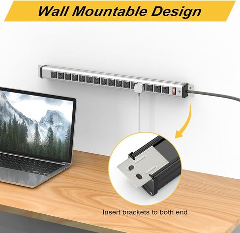 Long Surge Protector Power Strip,16 Outlet Heavy Duty Power Strip Metal Power Bar,10 FT Long Extension Cord with Circuit Breaker for Garage,Workshop,Industrial(125V/1875W, ETL Listed) in Kuwait