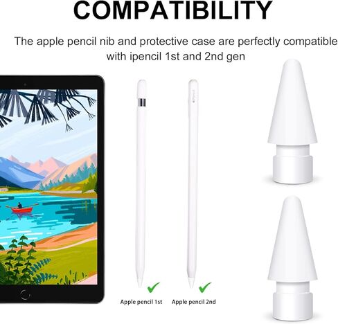 استبدال أطراف قلم LINGXIU لقلم Apple الجيل الأول والثاني (عبوة من قطعتين)، متوافق مع iPencil iPad Pro Nibs و16 لونًا من السيليكون وغطاء واقي طرفي (16 حزمة) مناسب لأقلام iPad (18 حزمة) in Kuwait