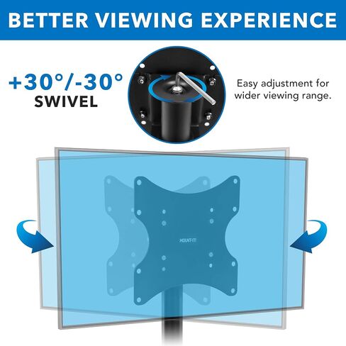 MOUNT-IT! Flat Screen TV Bolt Down Stand for Desk, Desktop, and Tabletop [23" - 43" Screens] Swivel Tabletop Mount, VESA Mount up to 200x200mm (Steel, Black) in Saudi Arabia