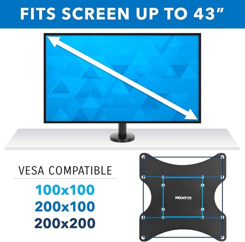 MOUNT-IT! Flat Screen TV Bolt Down Stand for Desk, Desktop, and Tabletop [23" - 43" Screens] Swivel Tabletop Mount, VESA Mount up to 200x200mm (Steel, Black) in Saudi Arabia