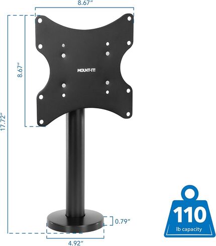 MOUNT-IT! Flat Screen TV Bolt Down Stand for Desk, Desktop, and Tabletop [23" - 43" Screens] Swivel Tabletop Mount, VESA Mount up to 200x200mm (Steel, Black) in Saudi Arabia