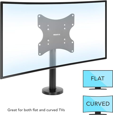 MOUNT-IT! Flat Screen TV Bolt Down Stand for Desk, Desktop, and Tabletop [23" - 43" Screens] Swivel Tabletop Mount, VESA Mount up to 200x200mm (Steel, Black) in Saudi Arabia