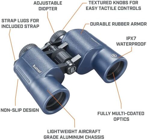 مناظير Bushnell H2O 12x42mm، مناظير مقاومة للماء ومقاومة للضباب لركوب القوارب والمشي لمسافات طويلة والتخييم in Kuwait