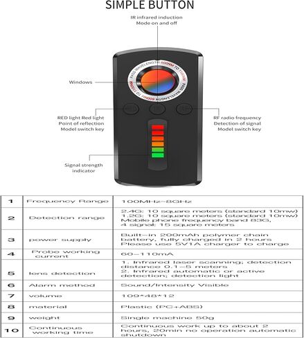 كاشف الكاميرا الخفية من كوكوكر، كاشف حشرات، جهاز كشف GPS مضاد للتجسس، ماسح ضوئي للكشف عن الترددات اللاسلكية لحماية الخصوصية للفنادق in Kuwait