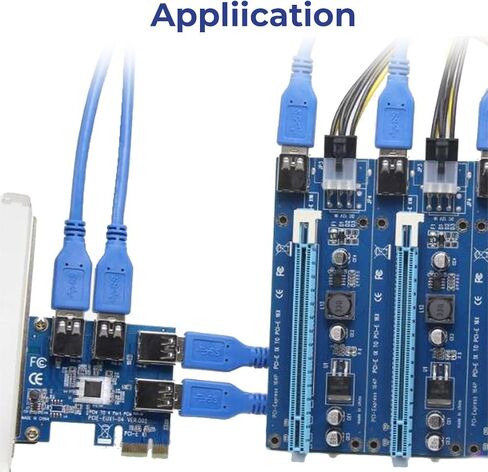 بطاقة Dracaena PCI Express Multiplier Riser، PCIe 1 إلى 4 فتحات PCI-Express 16X بطاقة Riser PCI-E 1X إلى بطاقة محول 4 PCIE 1-4 خارجية (16X) in Kuwait