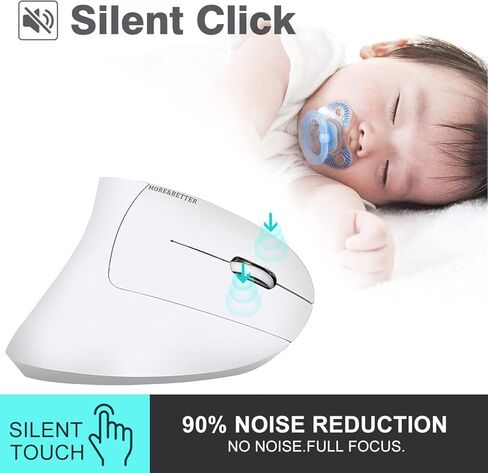 ماوس لاسلكي مريح 2.4 جيجا مع جهاز استقبال USB، 800 / 1200 / 1600 نقطة لكل انش، 5 ازرار لاجهزة الكمبيوتر واللابتوب والكمبيوتر المكتبي وماك بوك - ابيض in Kuwait