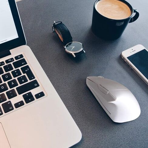 ماوس لاسلكي مريح 2.4 جيجا مع جهاز استقبال USB، 800 / 1200 / 1600 نقطة لكل انش، 5 ازرار لاجهزة الكمبيوتر واللابتوب والكمبيوتر المكتبي وماك بوك - ابيض in Kuwait