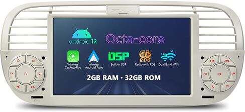 XTRONS Android 14 Car Stereo for Fiat 500 (2007-2015), 7 Inch Touch Screen Fiat 500 Replacement Head Unit with Gyroscope Built-in DSP GPS Navigation CarPlay Android Auto 4G LTE Bluetooth (4+64GB) in Saudi Arabia