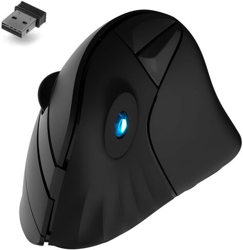 DAREU ماوس لاسلكي عمودي مريح 89 جرامًا بصريًا خفيف الوزن، ماوس 2.4 جيجا RGB يقلل من إجهاد المعصم/اليد، 800/1200/1600 نقطة في البوصة، 6 أزرار للكمبيوتر المحمول، سطح المكتب، الكمبيوتر الشخصي، ماك (أزرق وأصفر) in Kuwait