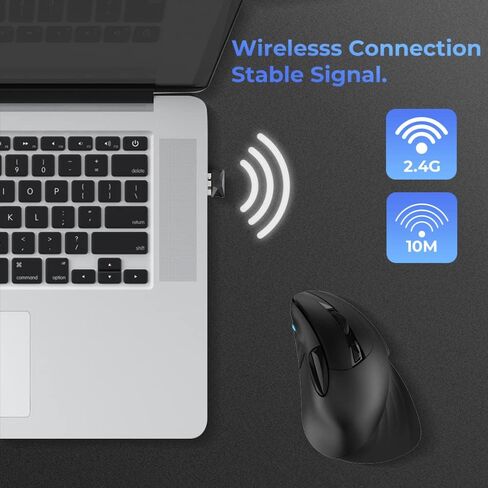 DAREU ماوس لاسلكي عمودي مريح 89 جرامًا بصريًا خفيف الوزن، ماوس 2.4 جيجا RGB يقلل من إجهاد المعصم/اليد، 800/1200/1600 نقطة في البوصة، 6 أزرار للكمبيوتر المحمول، سطح المكتب، الكمبيوتر الشخصي، ماك (أزرق وأصفر) in Kuwait