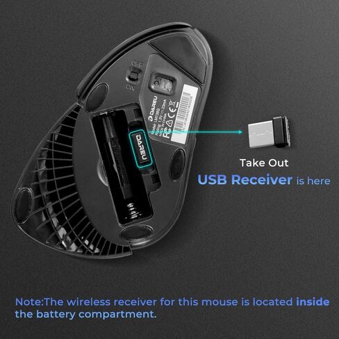 DAREU ماوس لاسلكي عمودي مريح 89 جرامًا بصريًا خفيف الوزن، ماوس 2.4 جيجا RGB يقلل من إجهاد المعصم/اليد، 800/1200/1600 نقطة في البوصة، 6 أزرار للكمبيوتر المحمول، سطح المكتب، الكمبيوتر الشخصي، ماك (أزرق وأصفر) in Kuwait