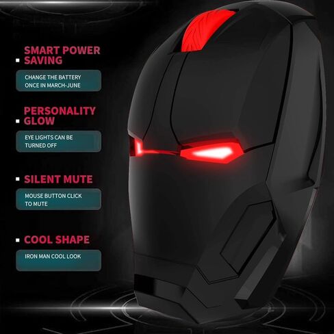 ماوس ايرون مان لاسلكي مريح 2.4 جيجا محمول محمول مع مستقبل USB ماوس صامت للكمبيوتر وماك بوك ونوت بوك والكمبيوتر واللاب توب (اسود) in Kuwait