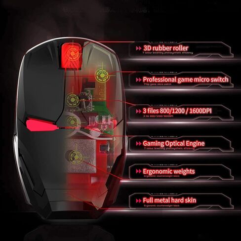 ماوس ايرون مان لاسلكي مريح 2.4 جيجا محمول محمول مع مستقبل USB ماوس صامت للكمبيوتر وماك بوك ونوت بوك والكمبيوتر واللاب توب (اسود) in Kuwait