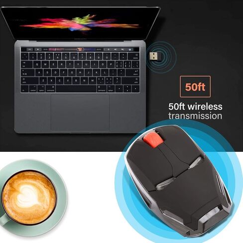 ماوس ايرون مان لاسلكي مريح 2.4 جيجا محمول محمول مع مستقبل USB ماوس صامت للكمبيوتر وماك بوك ونوت بوك والكمبيوتر واللاب توب (اسود) in Kuwait