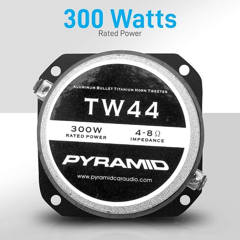 Pyramid 1" Audio Car Tweeter Speaker - Aluminum Die-Cast Frame, 300 Watt Peak, 2k-20kHz Frequency Response, 4 to 8 Ohm, Heavy Duty 30 oz. Magnet Structure - 1 Tweeter - Pyramid TW44, Black, One Size in Saudi Arabia