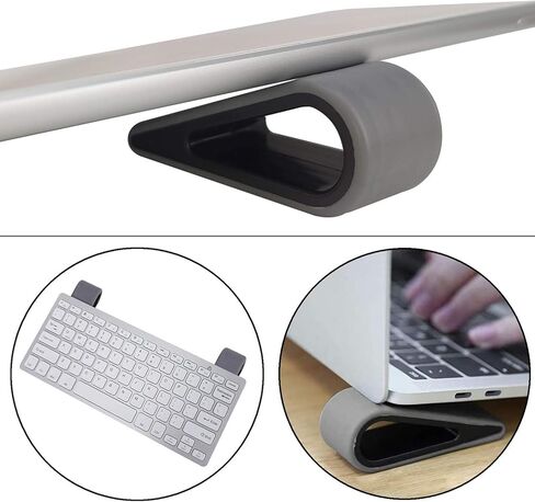 حامل كمبيوتر محمول من Yeebline، حامل إسفين قابل للإمالة من السيليكون المتين ومضاد للانزلاق للمكتب، حامل قابل للحمل وجيد التهوية وأقدام مرتفعة للوحة مفاتيح الكمبيوتر اللوحي (رمادي) in Kuwait