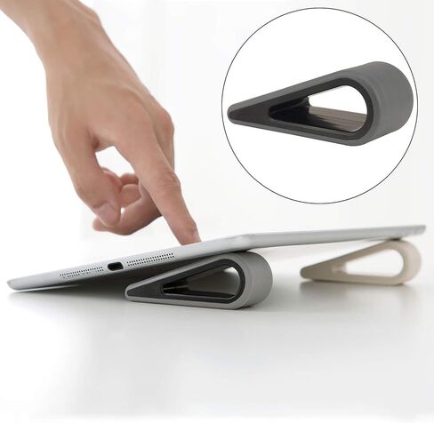 حامل كمبيوتر محمول من Yeebline، حامل إسفين قابل للإمالة من السيليكون المتين ومضاد للانزلاق للمكتب، حامل قابل للحمل وجيد التهوية وأقدام مرتفعة للوحة مفاتيح الكمبيوتر اللوحي (رمادي) in Kuwait