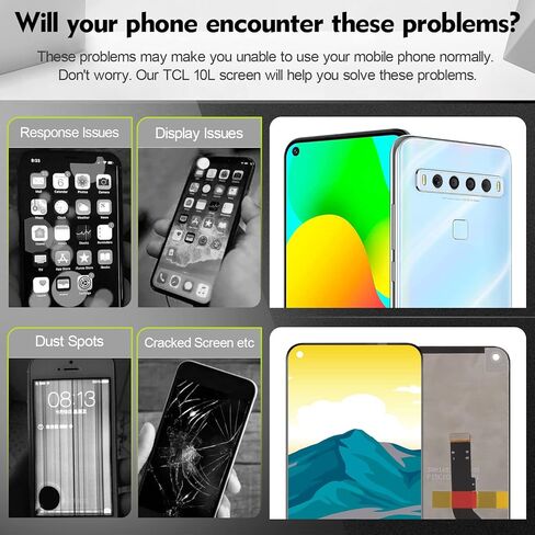 او كولر مجموعة محول رقمي لشاشة LCD تعمل باللمس تي سي ال 10L T780H T770 T770B T770H PLEX T780 6.53 انش مع ادوات (اسود) in Kuwait