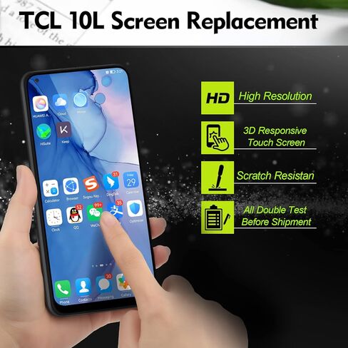 او كولر مجموعة محول رقمي لشاشة LCD تعمل باللمس تي سي ال 10L T780H T770 T770B T770H PLEX T780 6.53 انش مع ادوات (اسود) in Kuwait