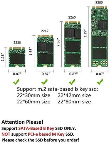 BOWONG M.2 SATA SSD to USB 3.0 External SSD Reader Converter Adapter Enclosure with UASP, Support NGFF M.2 2280 2260 2242 2230 SSD with Key B/Key B+M in Kuwait