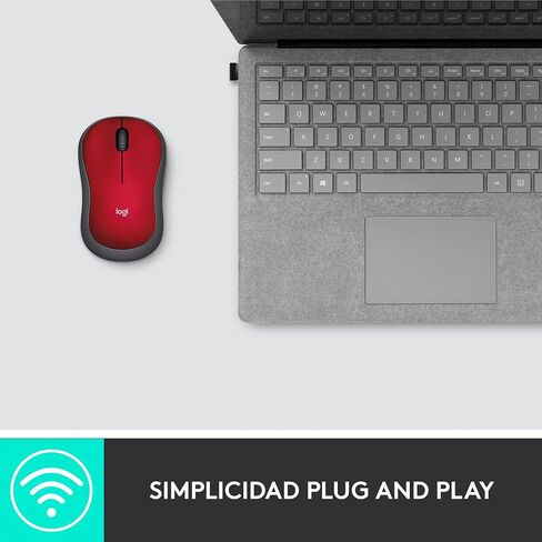 ماوس لاسلكي لوجيتك M185، 2.4 جيجا هرتز مع جهاز استقبال USB صغير، تتبع بصري 1000 نقطة لكل بوصة، يمكن استخدامه بكلتا اليدين، متوافق مع أجهزة الكمبيوتر الشخصية، ماك، الكمبيوتر المحمول - أحمر - 910-003635 (متجدد) in Kuwait