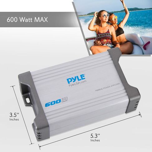 Pyle 2-Channel Marine Amplifier Receiver - Waterproof and Weatherproof Audio Subwoofer for Boat Stereo & 6.5 Inch Dual Marine Speakers - 2 Way Waterproof and Weather Resistant Outdoor Audio Stereo in Saudi Arabia