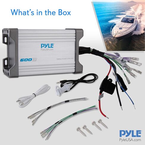 Pyle 2-Channel Marine Amplifier Receiver - Waterproof and Weatherproof Audio Subwoofer for Boat Stereo & 6.5 Inch Dual Marine Speakers - 2 Way Waterproof and Weather Resistant Outdoor Audio Stereo in Saudi Arabia