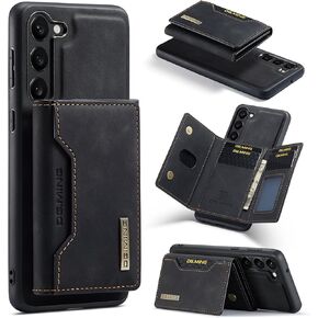 حافظة ZCDAYE لهاتف Samsung Galaxy S23 Ultra مع حامل، حافظة محفظة جلدية قابلة للفصل 2-1 مع فتحات لحامل البطاقات وغطاء هاتف واقٍ للرجال لهاتف Samsung S23 Ultra (6.8 بوصة) - أسود