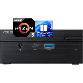 كمبيوتر مكتبي Asus Mini PN51 USFF، وحدة المعالجة المركزية Ryzen R5 5500U، ذاكرة الوصول العشوائي 32 جيجابايت، 1 تيرابايت NVMe، 4K 3-Monitor Support DisplayPort، HDMI، USB Type-C، WiFi 6، Bluetooth 5.2، Windows 11 Professional، أسود in Kuwait