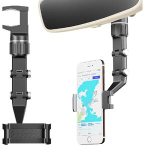 Rear View Mirror Phone Holder, 2023 Rotatable and Retractable Car Phone Holder, Universal Car Phone Holder Mount, Cell Phone Holder Car Fit for iPhone 11 12 13 14 Pro Max Samsung All Phone SXhyfMPH1.0 in Kuwait