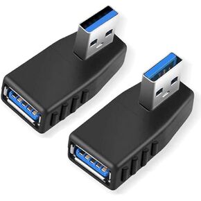 EasyULT USB 3.0 Adapters [2-Pieces], 90 Degree Right Angle Male to Female USB 3.0 Adapter (Included Left and Right Angle Adapter) in Kuwait
