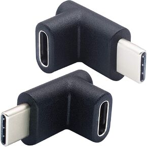 محول USB 90 درجة من النوع C الجيل 2 (10 جيجابت في الثانية) 3A لأعلى ولأسفل 90 درجة USB 3.1 نوع C موصل ذكر إلى أنثى يدعم شحن بيانات الصوت والفيديو لجهاز MacBook Pro (2Pack-Up/Down) in Kuwait