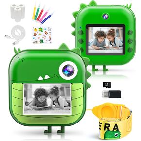 طباعة فورية لكاميرا الأطفال من Kizeefun: كاميرا للأطفال مزودة بكاميرا أمامية وخلفية لالتقاط صور سيلفي وتسجيل فيديو تتضمن بطاقة SD سعة 32 جيجابايت in Kuwait