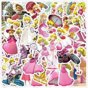 LOVELYLIFE 50pcs Princess Peach Stickers Video Game Stickers Vinyl Waterproof Stickers for Adults Teens Kids Girls for Journaling Hydroflask Water Bottle Luggage Guitar Skateboard Car Window Bumper Computer Laptop Phone Case Decor (pink-peach) in Kuwait