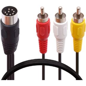 كابل Din 8 Pin إلى 3RCA، كابل محول صوت ذكر 8Pin Din إلى 3-RCA 3*RCA ذكر لمعدات صوت الآلات الموسيقية (50 سم / 1.6 قدم)