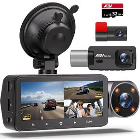 كاميرا AQV Dash Cam للسيارات 2K 1440P+1080P+1080P Dashcam أمامية وخلفية وداخلية 3 قنوات كاميرا سيارة مع رؤية ليلية بالأشعة تحت الحمراء، ومراقبة وقوف السيارات، وكاميرا عكسية، ومستشعر G، وتسجيل حلقة، WDR، بحد أقصى 128 جيجابايت in Kuwait