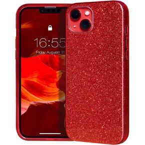 MATEPROX Compatible with iPhone 13 case,Bling Sparkle Cute Girls Women Christmas Protective Cases Cover for iPhone 13 6.1" 2021(Red) in Saudi Arabia