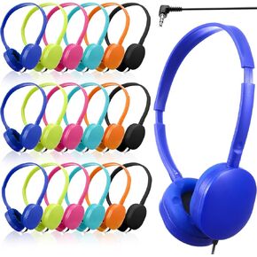 Konohan 18 Pack Kids Headphones Bulk Classroom Headphones for School Headphones Individually Wrapped Adjustable Over Ear Head Earbuds Student Headphones with Wire for Class Girls Boys Adults (Blue) in Kuwait