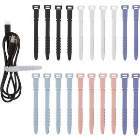 SAVITA 20pcs Reusable Wire Ties, 4.5inch Silicone Cable Ties Elastic Silicone Cord Organizer Straps Reusable Cable Zip Ties for Charging Cables USB Cables Earphones Line Pens Key Chains (Black) in Kuwait