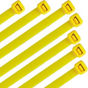 Nylon Cable Zip Ties 16 Inch 120 Pounds Strength - WEEGCN 100 Pcs Heavy Duty Self-Locking Zip Ties Fasten Wrap Nylon Cable Straps Wire Ties for Organizing Wires, Home,Garden & Office Use,Yellow in Kuwait