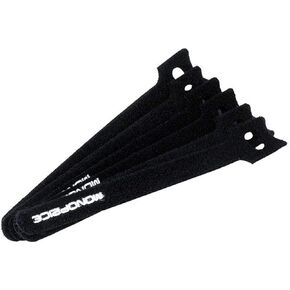 Monoprice Hook and Loop Fastening Cable Ties - 6 Inch, 50 Piece Bulk Pack, With Eye Hole For Hanging, Black in Kuwait