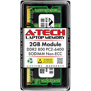 A-Tech 4GB DDR2 800MHz SODIMM PC2-6400 1.8V CL6 200-Pin غير ECC غير مخزنة وحدة ترقية ذاكرة الوصول العشوائي للكمبيوتر المحمول in Kuwait
