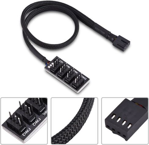 Bewinner 4-Pin PWM Fan Hub، 4-pin Male لوحدة المعالجة المركزية CPU Fans Hub، الكمبيوتر CPU/Case Fan Power Multi Splitter Connector Cable for 12V Computer 3-pin 4-pin Fans in Kuwait