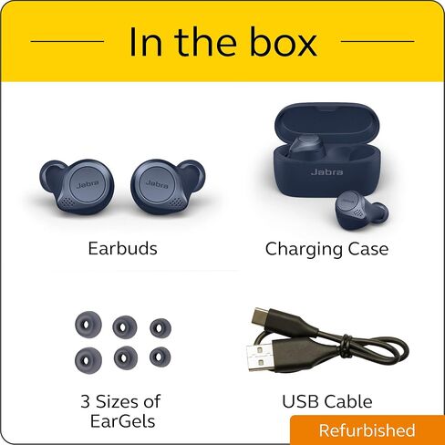 Jabra Elite Active 75t Navy Voice Assistant Enabled True Wireless Sports Earbuds with Charging Case (Renewed) in Saudi Arabia