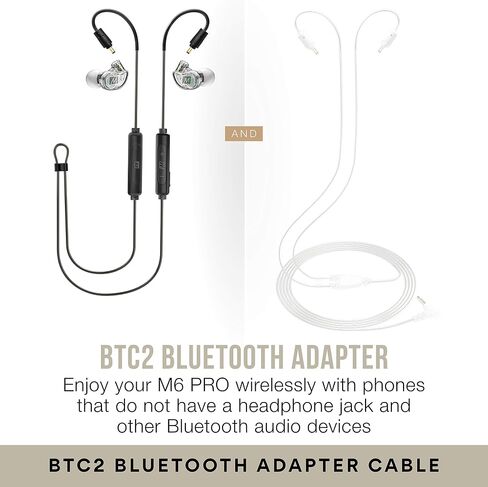 MEE audio M6 PRO In Ear Monitor Headphones for Musicians, 2nd Gen Model With Upgraded Sound, Memory Wire Earhooks & Replaceable Cables, Noise Isolating Professional Earbuds, 2 Cords Included (Clear) in Kuwait