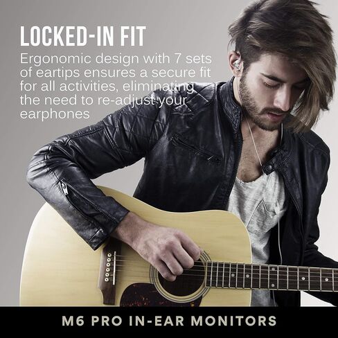 MEE audio M6 PRO In Ear Monitor Headphones for Musicians, 2nd Gen Model With Upgraded Sound, Memory Wire Earhooks & Replaceable Cables, Noise Isolating Professional Earbuds, 2 Cords Included (Clear) in Kuwait