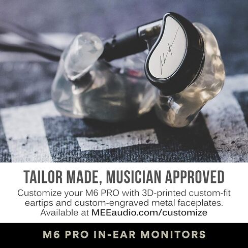 MEE audio M6 PRO In Ear Monitor Headphones for Musicians, 2nd Gen Model With Upgraded Sound, Memory Wire Earhooks & Replaceable Cables, Noise Isolating Professional Earbuds, 2 Cords Included (Clear) in Kuwait