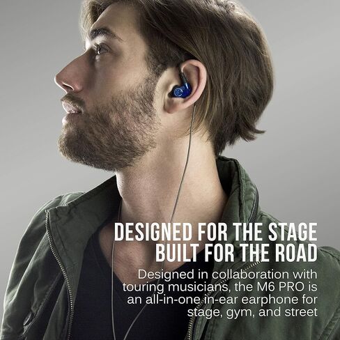 ام اي اي اوديو سماعات اذن M6 برو للموسيقيين، موديل الجيل الثاني مع صوت مطور، خطافات اذن بسلك ذاكرة وكيبلات قابلة للاستبدال، سماعات اذن احترافية عازلة للضوضاء، تتضمن سلكين (اسود) in Kuwait